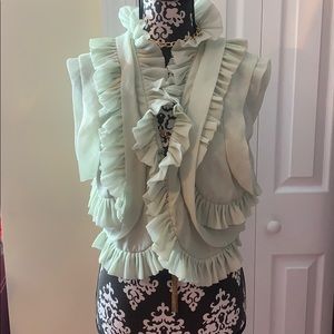 Top shop Cropped Ruffled Sleeveless Vest size 12